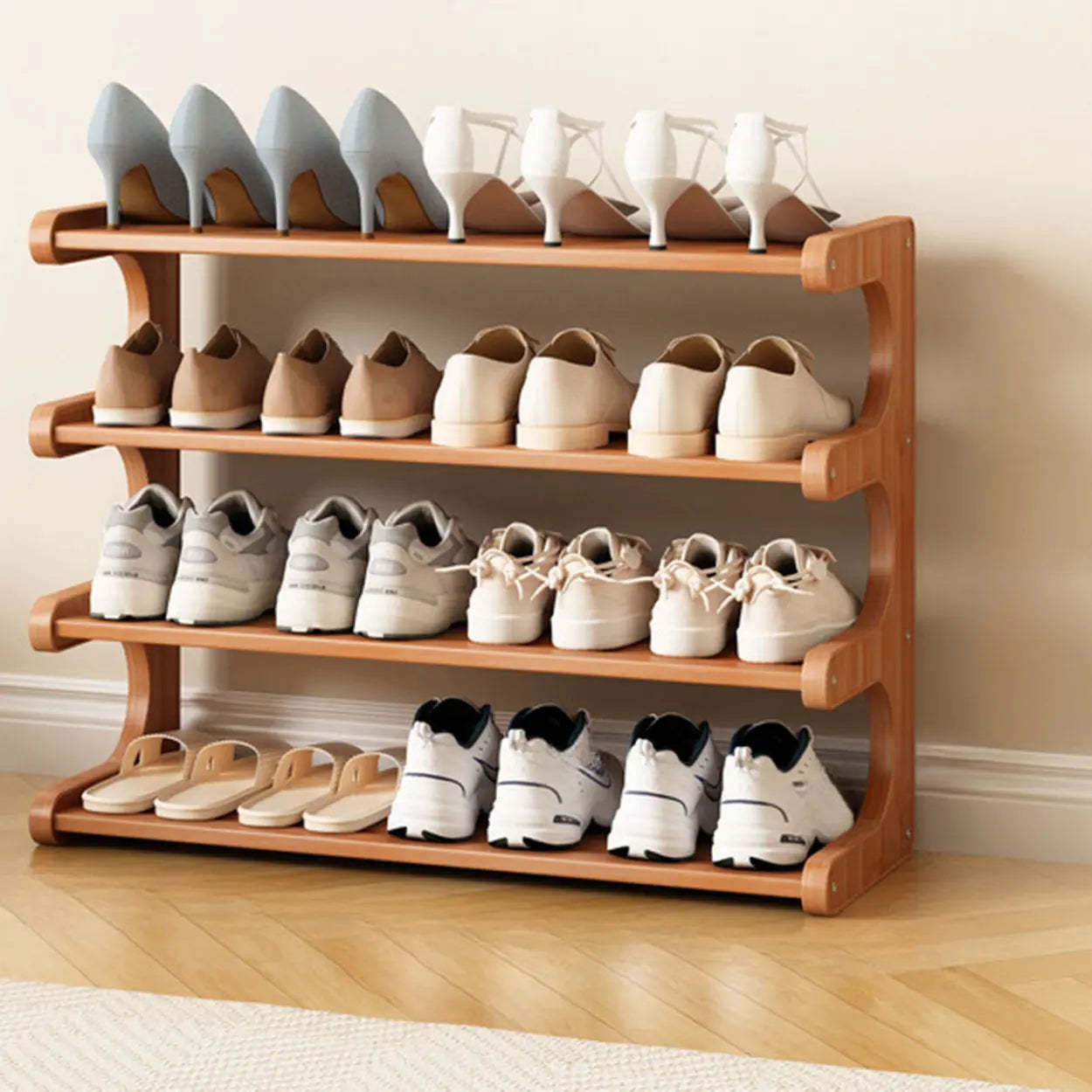 Vertical Freestanding Wood Shoe Rack