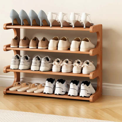 Vertical Freestanding Wood Shoe Rack