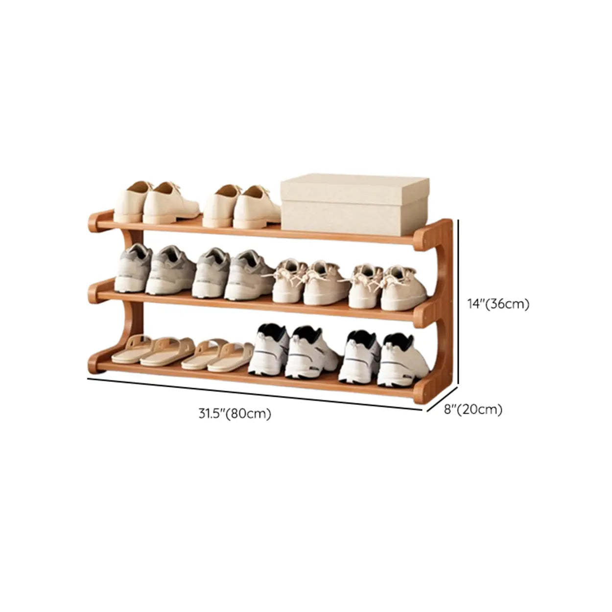 Vertical Freestanding Wood Shoe Rack