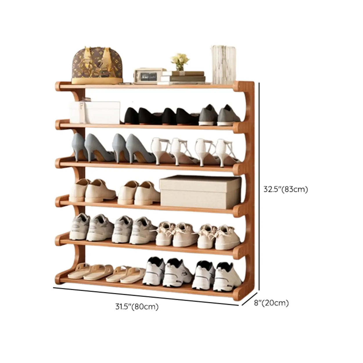 Vertical Freestanding Wood Shoe Rack