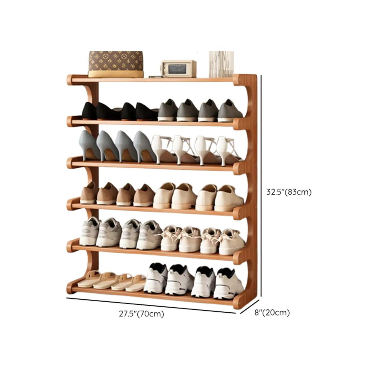 Vertical Freestanding Wood Shoe Rack