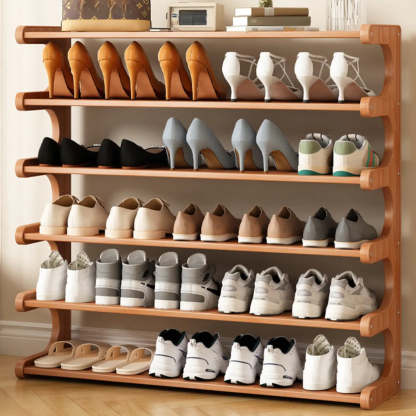 Vertical Freestanding Wood Shoe Rack