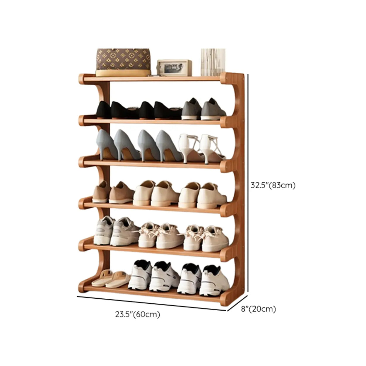 Vertical Freestanding Wood Shoe Rack