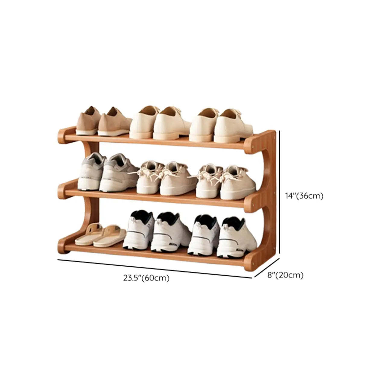 Vertical Freestanding Wood Shoe Rack