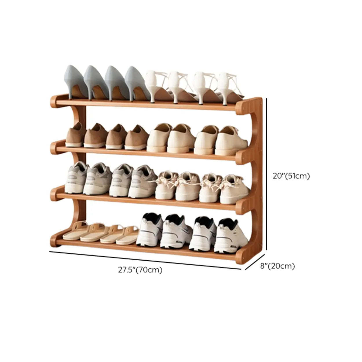 Vertical Freestanding Wood Shoe Rack
