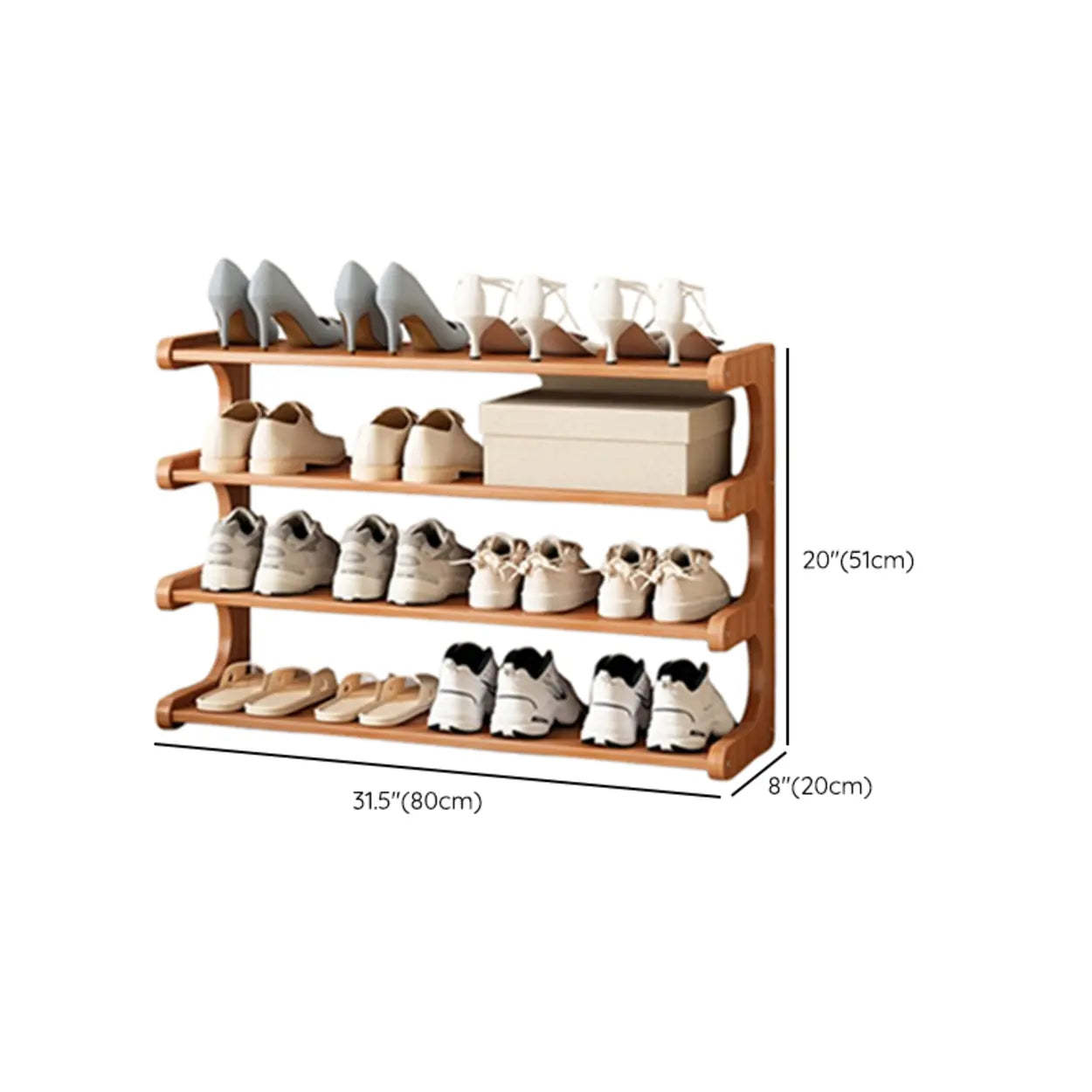 Vertical Freestanding Wood Shoe Rack