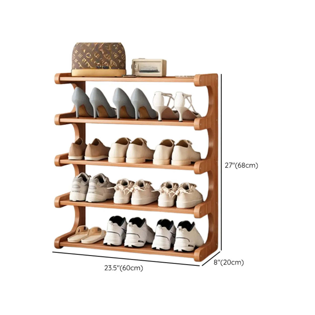 Vertical Freestanding Wood Shoe Rack