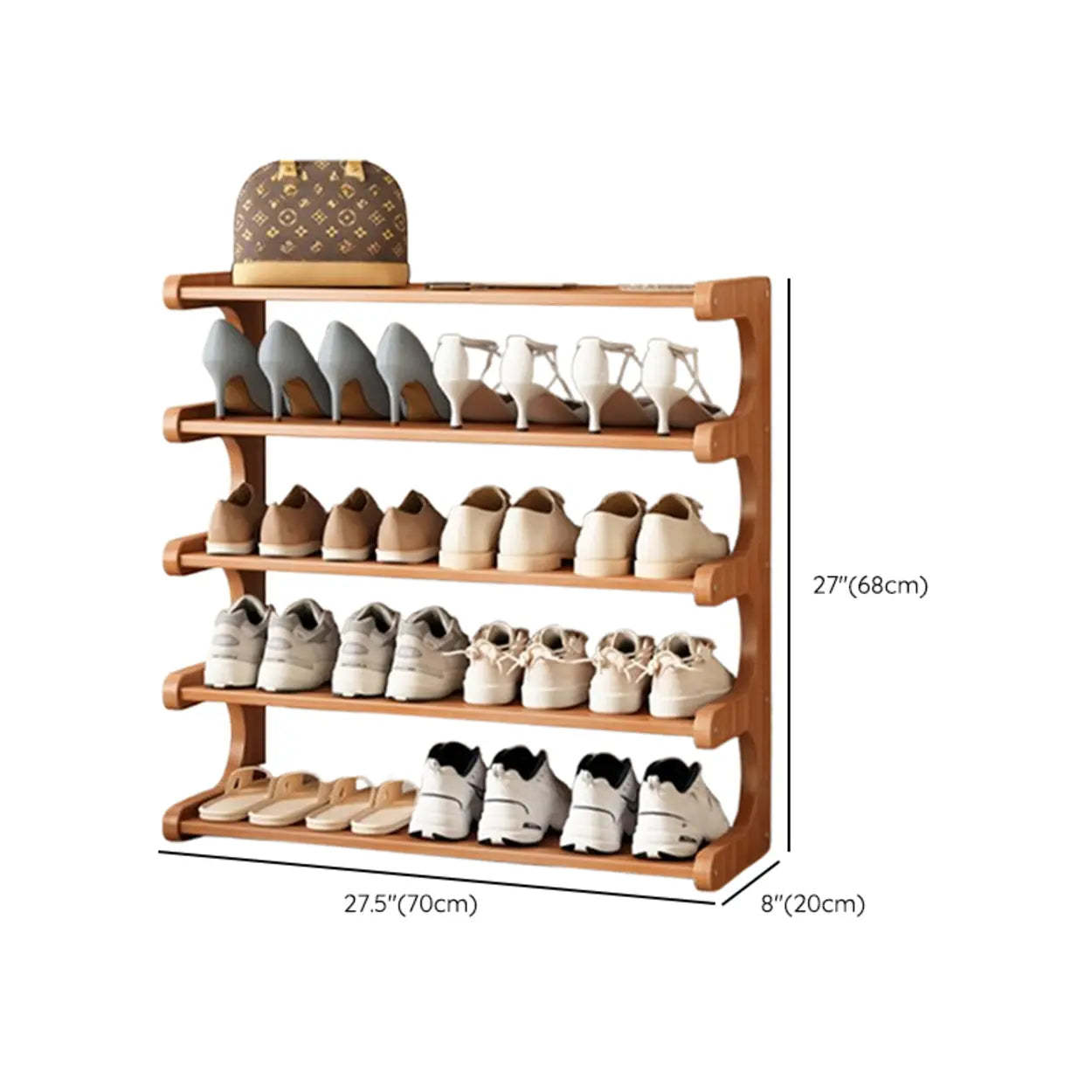 Vertical Freestanding Wood Shoe Rack