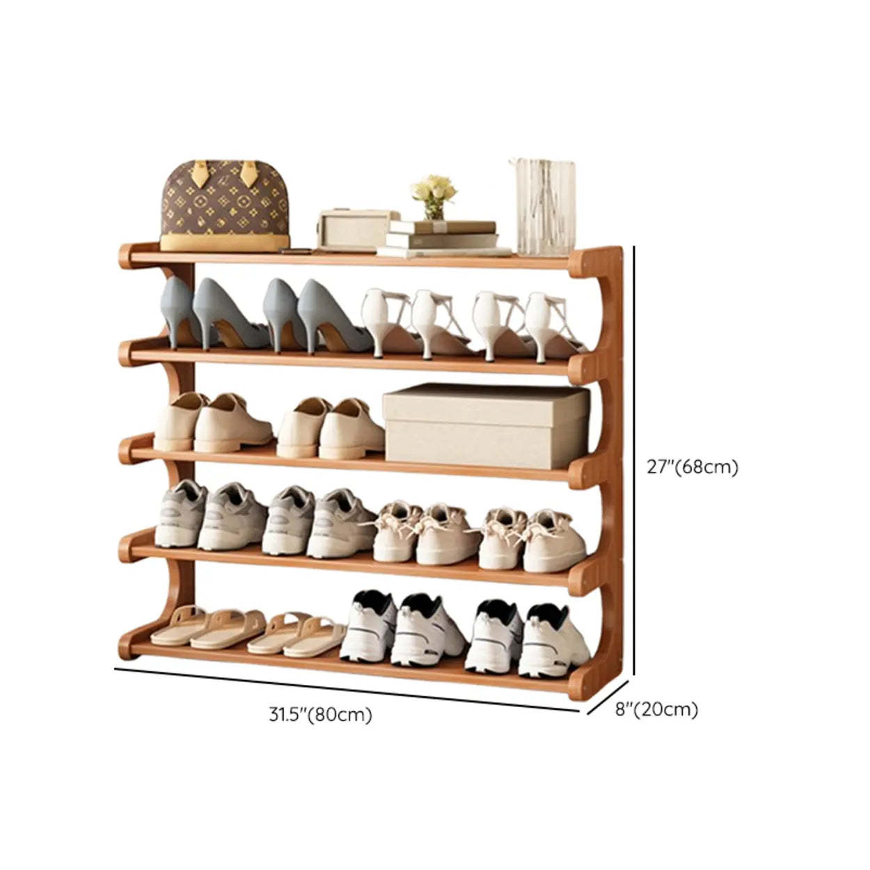 Vertical Freestanding Wood Shoe Rack