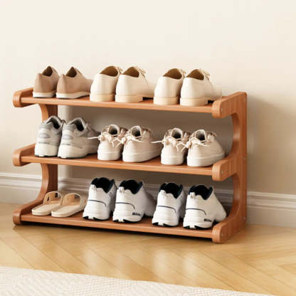 Vertical Freestanding Wood Shoe Rack