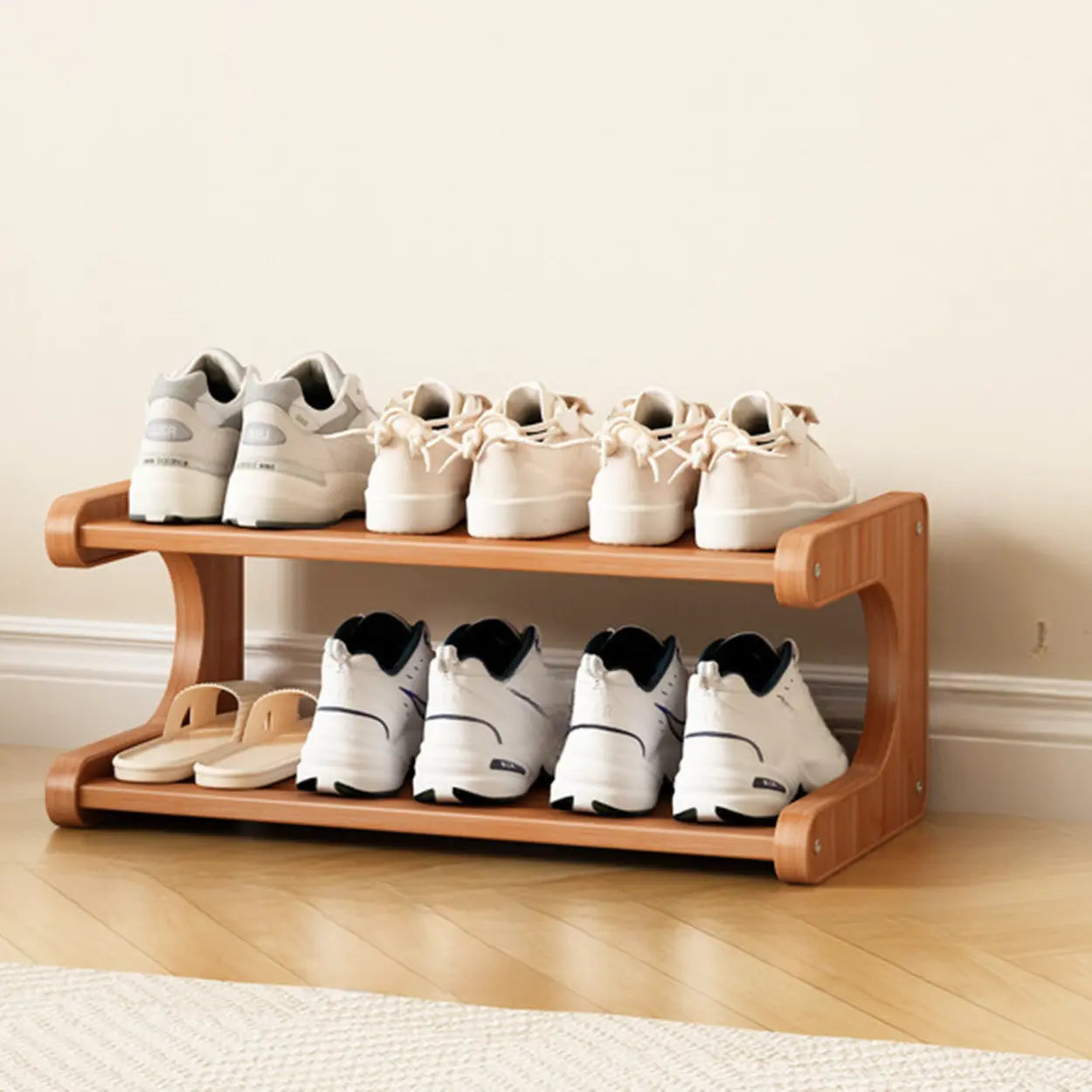 Vertical Freestanding Wood Shoe Rack