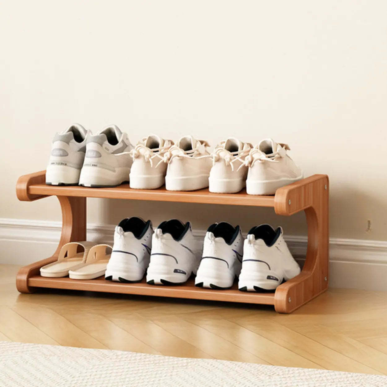 Vertical Freestanding Wood Shoe Rack