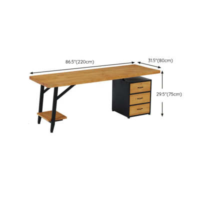 Wood Drawer Storage H-Shape Computer Desk