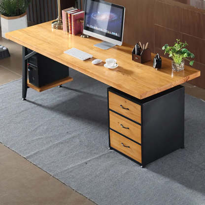 Wood Drawer Storage H-Shape Computer Desk — 3 / Table Only