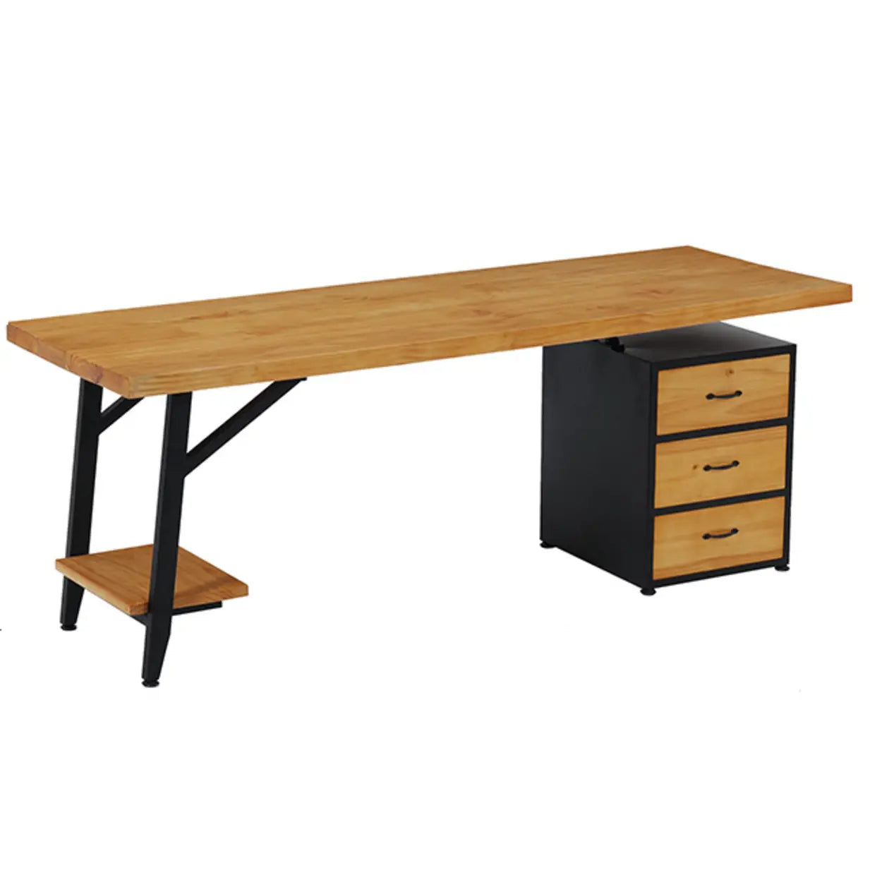 Wood Drawer Storage H-Shape Computer Desk — 3 / Table Only