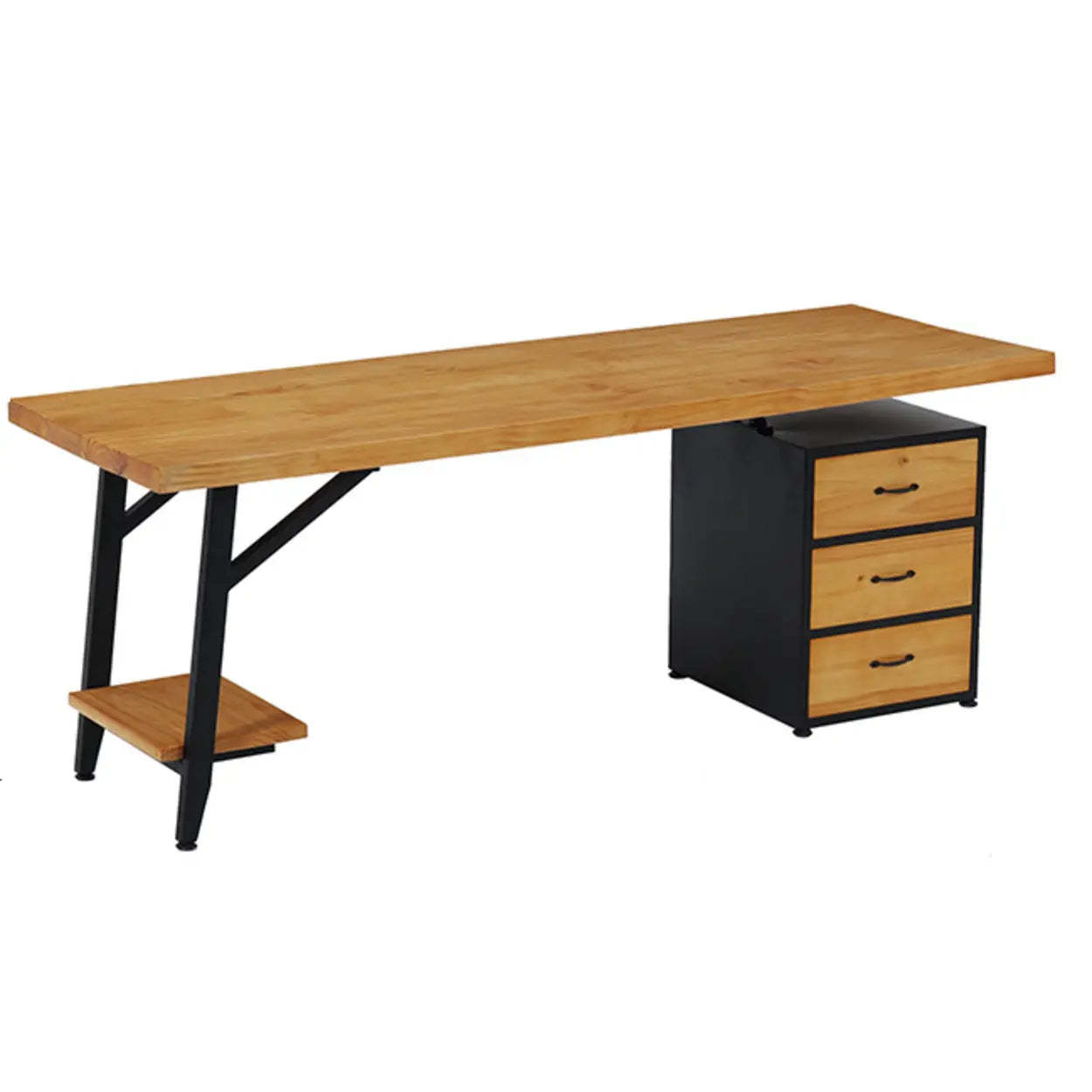 Wood Drawer Storage H-Shape Computer Desk — 3 / Table Only