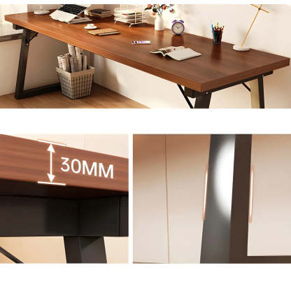 Rectangular Wood Metal-Sled Writing Desk