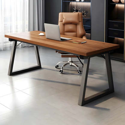 Rectangular Wood Metal-Sled Writing Desk