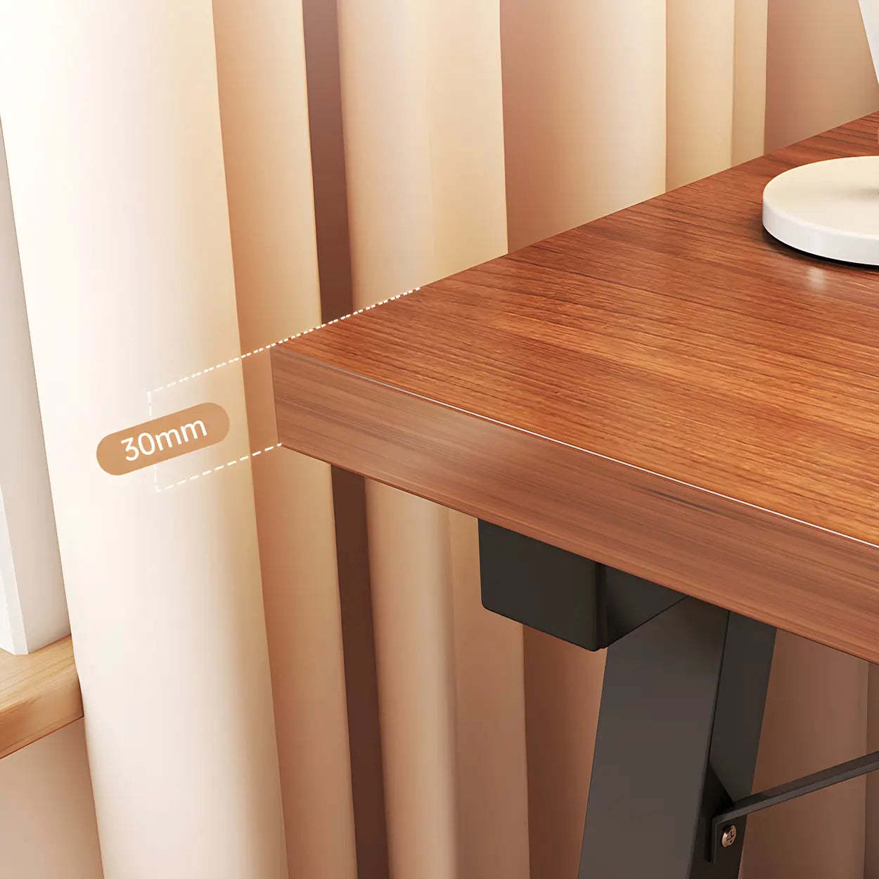 Rectangular Wood Metal-Sled Writing Desk