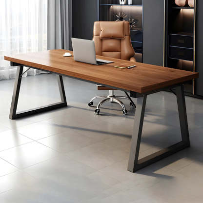 Rectangular Wood Metal-Sled Writing Desk
