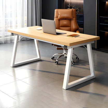 Rectangular Wood Metal-Sled Writing Desk