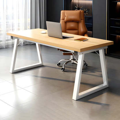 Rectangular Wood Metal-Sled Writing Desk