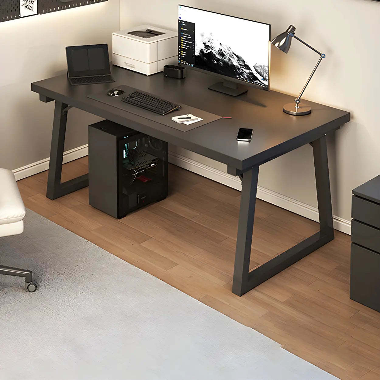 Wood modern writing desk desks — 39.4" L x 23.6" W x 29.5" H / Black