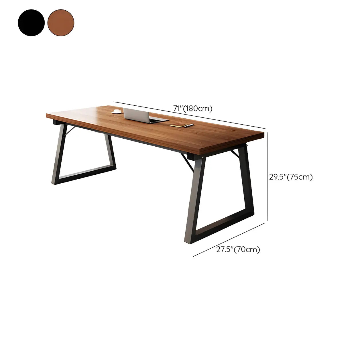 Rectangular Wood Metal-Sled Writing Desk
