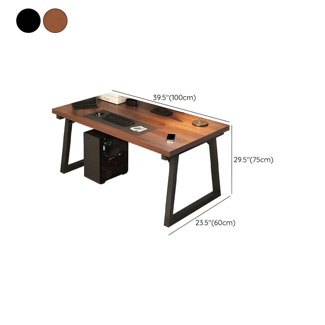 Rectangular Wood Metal-Sled Writing Desk