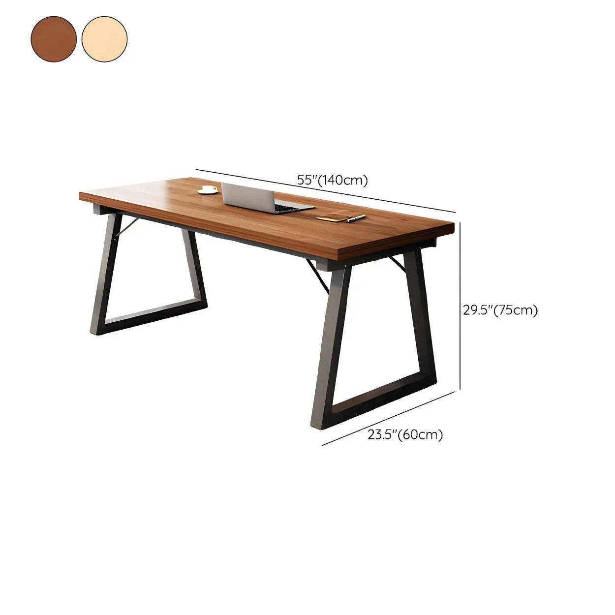 Rectangular Wood Metal-Sled Writing Desk
