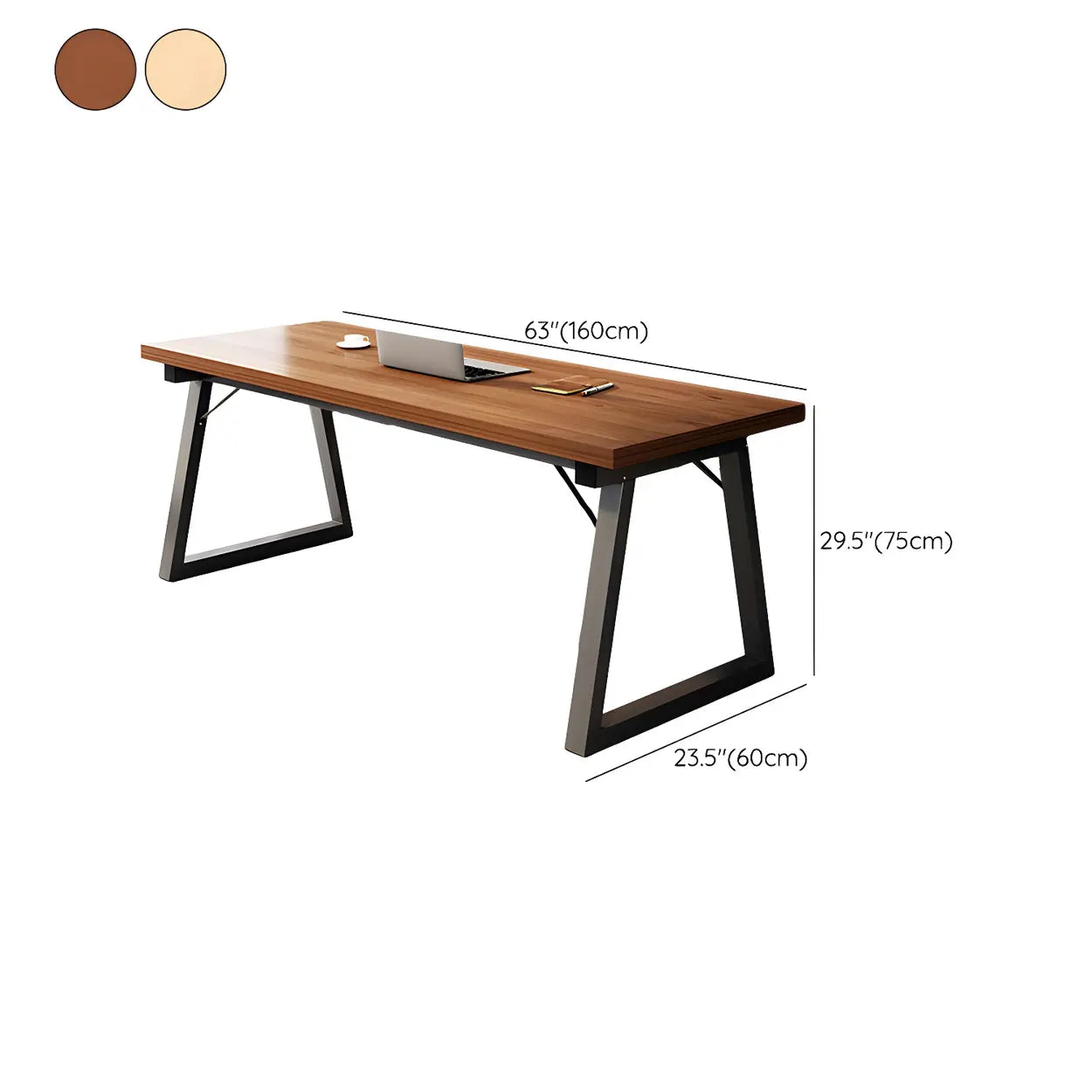 Rectangular Wood Metal-Sled Writing Desk