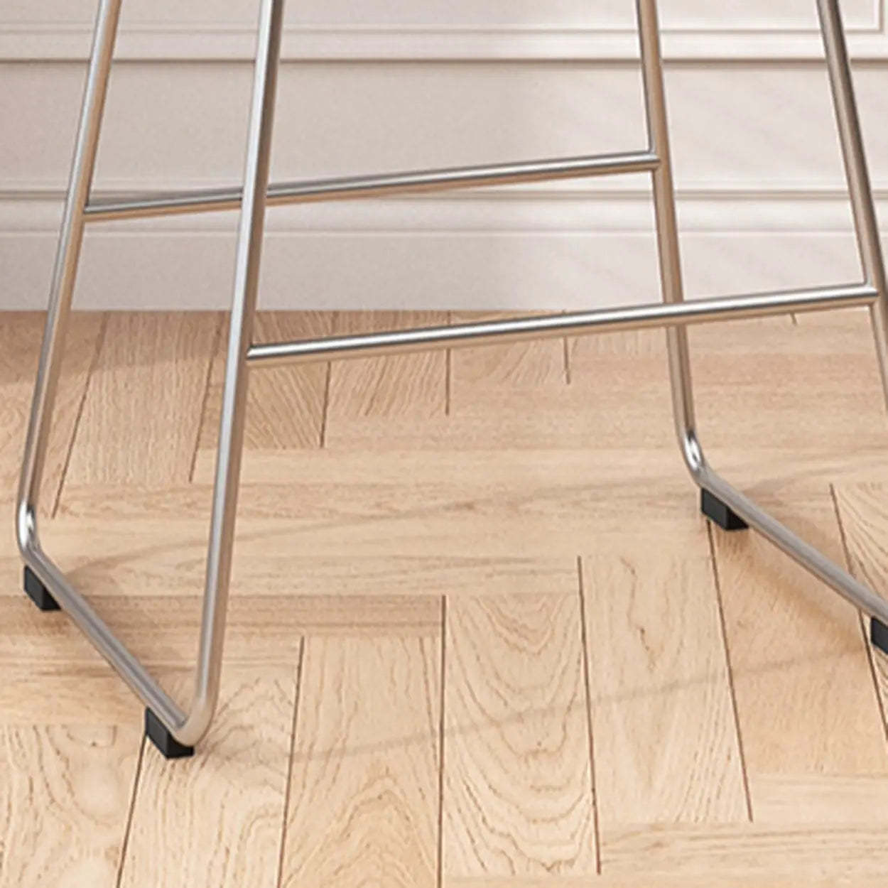 Saddle Wood Metal-Sled Bar Stool with Footrest