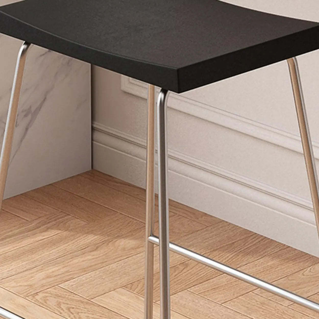 Saddle Wood Metal-Sled Bar Stool with Footrest