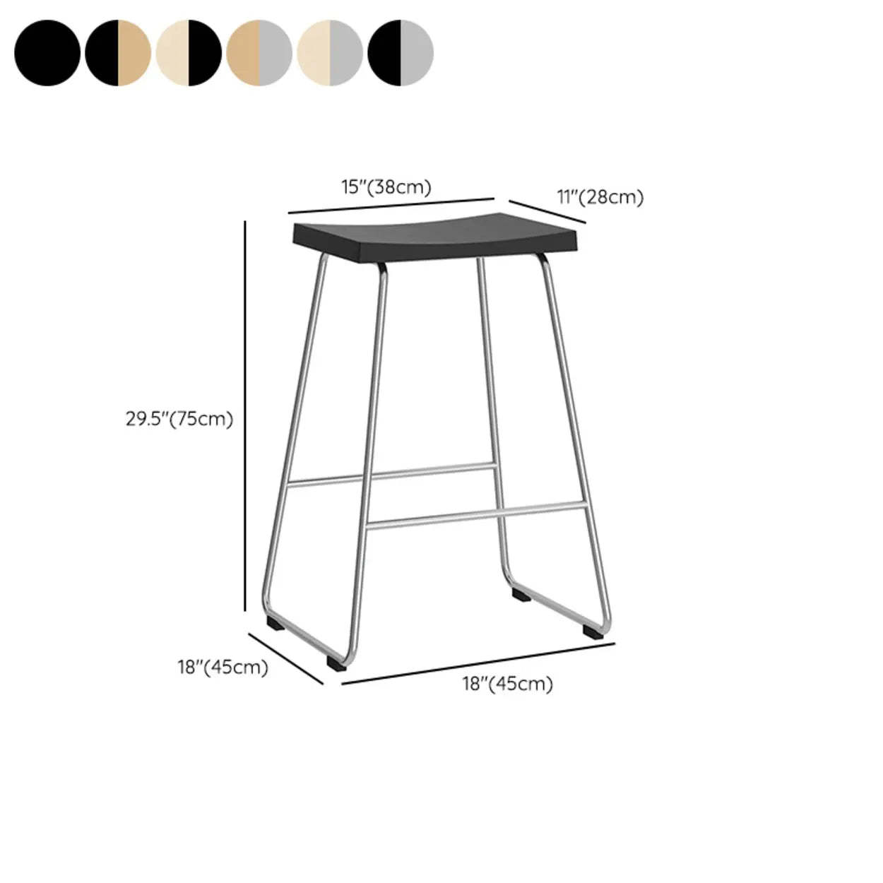 Saddle Wood Metal-Sled Bar Stool with Footrest