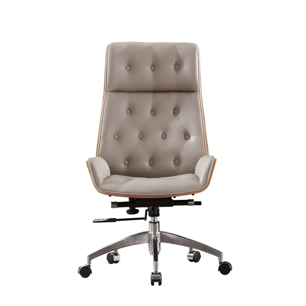 Wood Shell High-Back Leather Swivel Office Chair