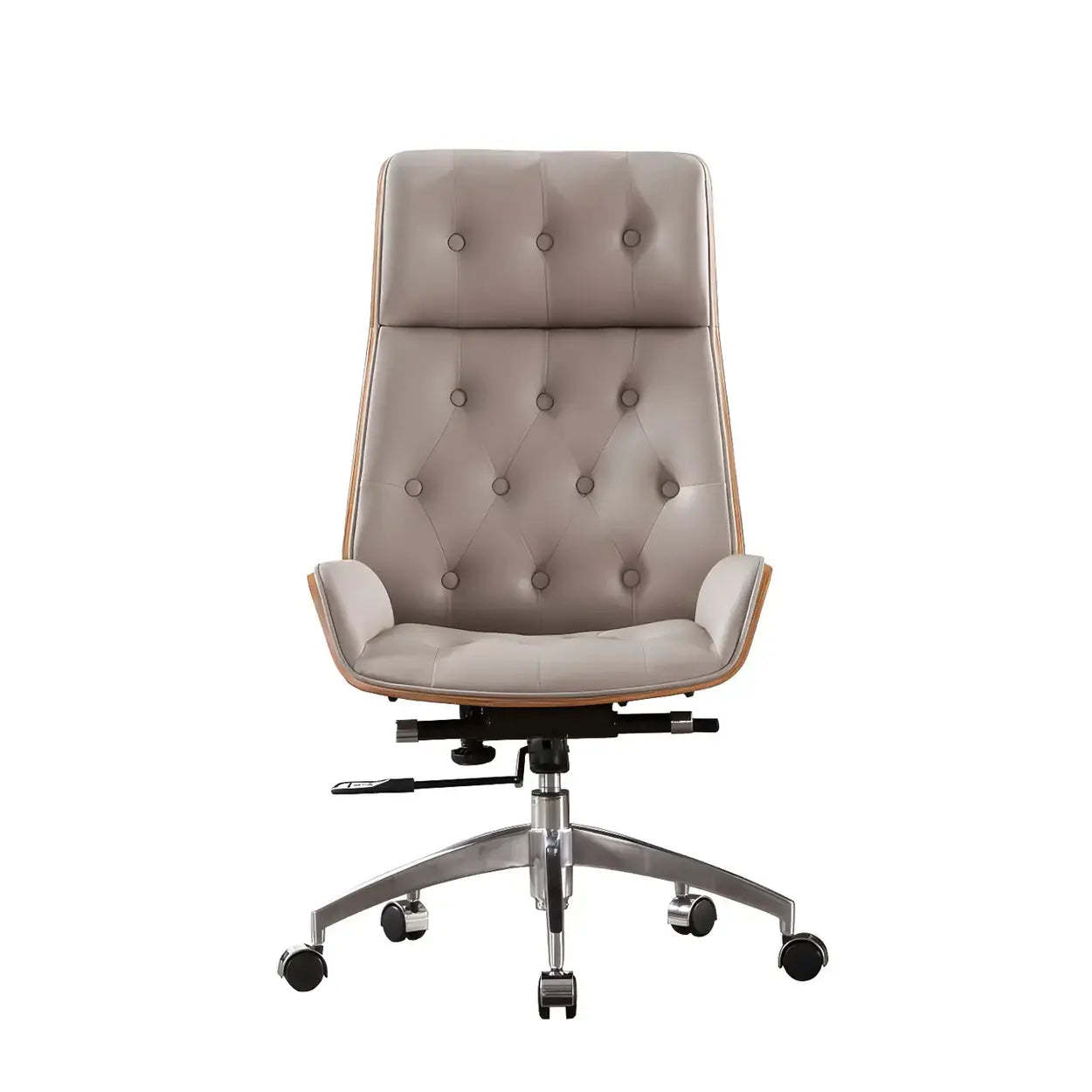 Wood Shell High-Back Leather Swivel Office Chair