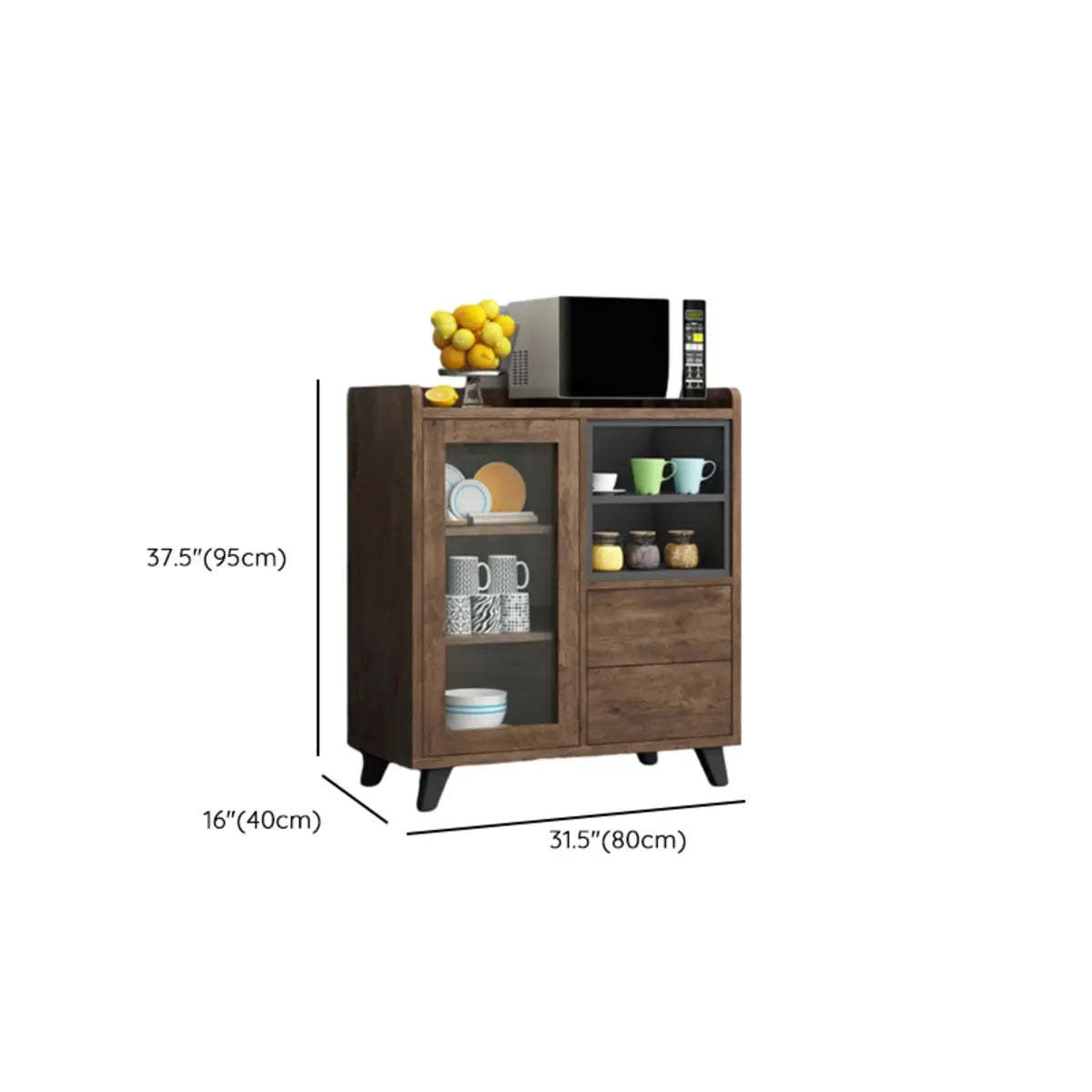 Wood Slab Cabinet Brown Shelf Large Open Buffet
