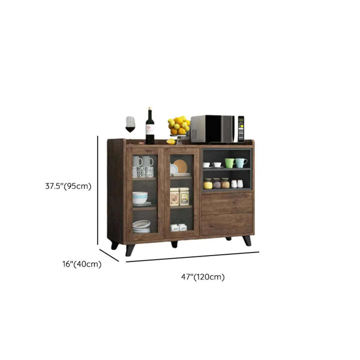 Wood Slab Cabinet Brown Shelf Large Open Buffet