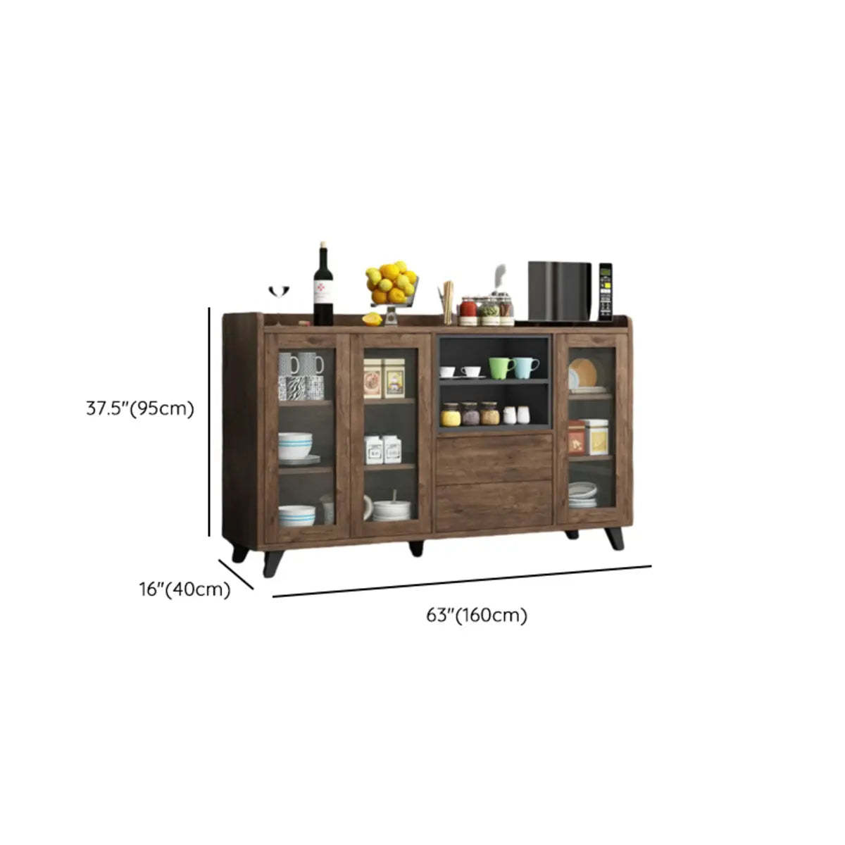 Wood Slab Cabinet Brown Shelf Large Open Buffet