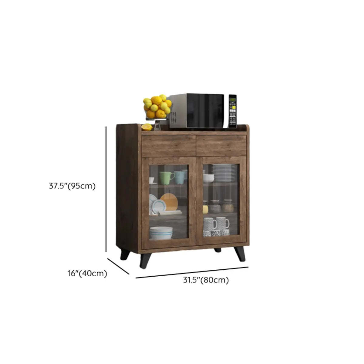 Wood Slab Cabinet Brown Shelf Large Open Buffet