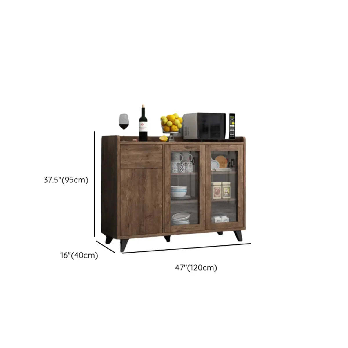 Wood Slab Cabinet Brown Shelf Large Open Buffet