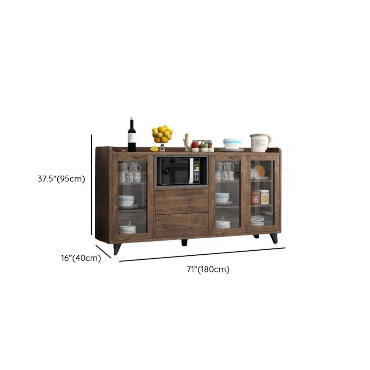 Wood Slab Cabinet Brown Shelf Large Open Buffet