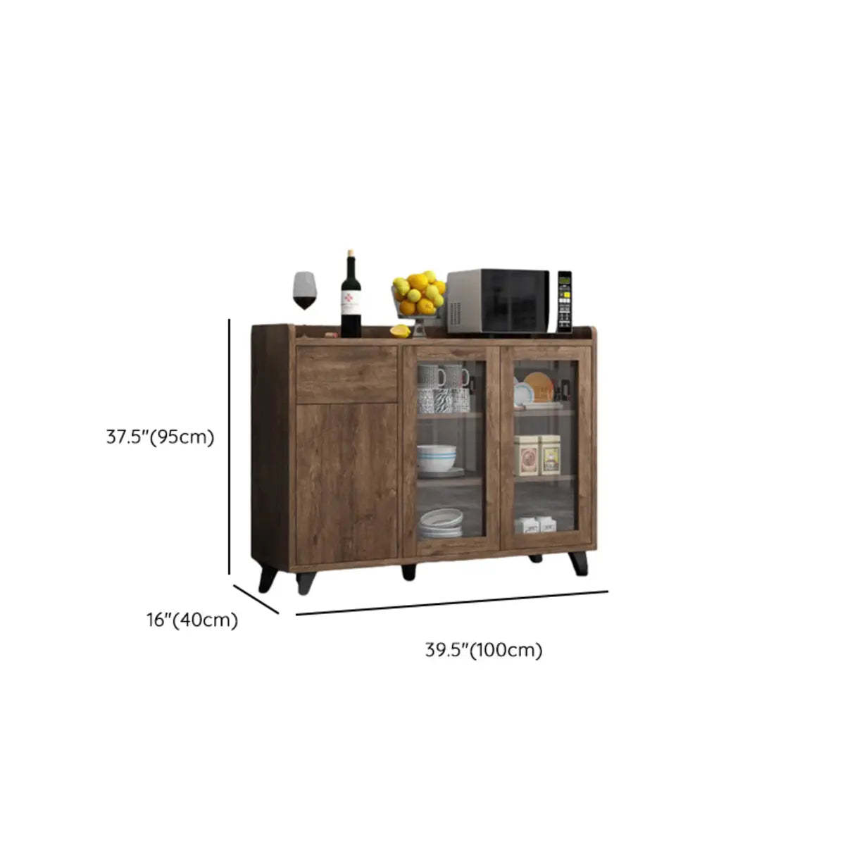 Wood Slab Cabinet Brown Shelf Large Open Buffet