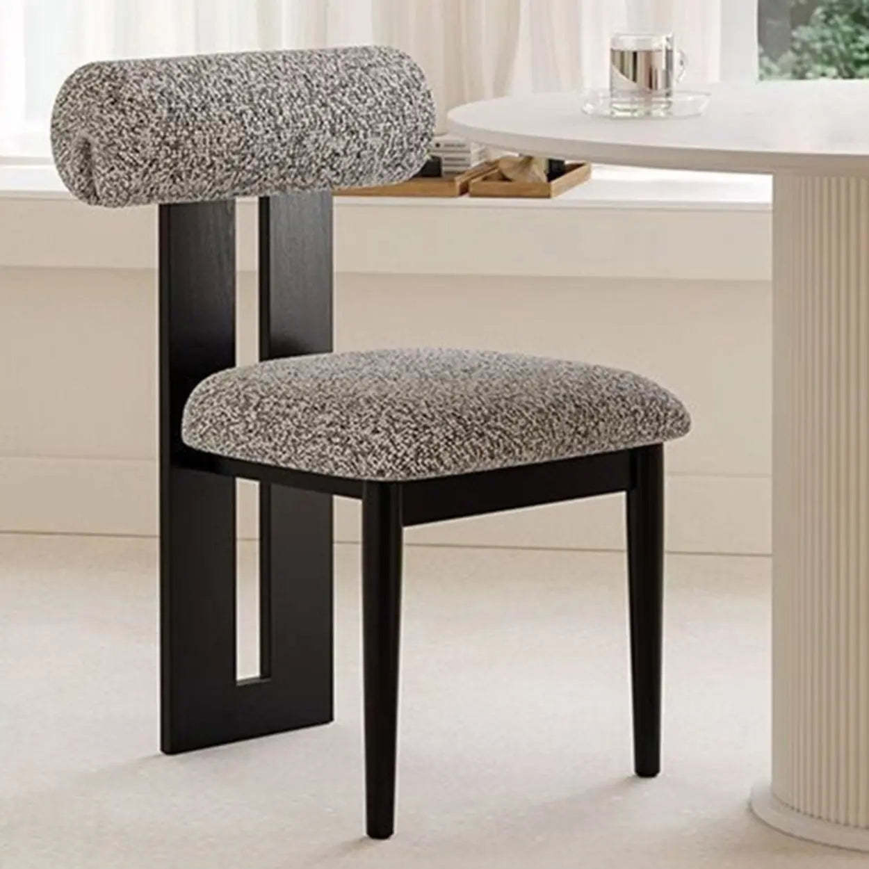 Wood Slat Back Faux Leather Dining Chair — Sherpa