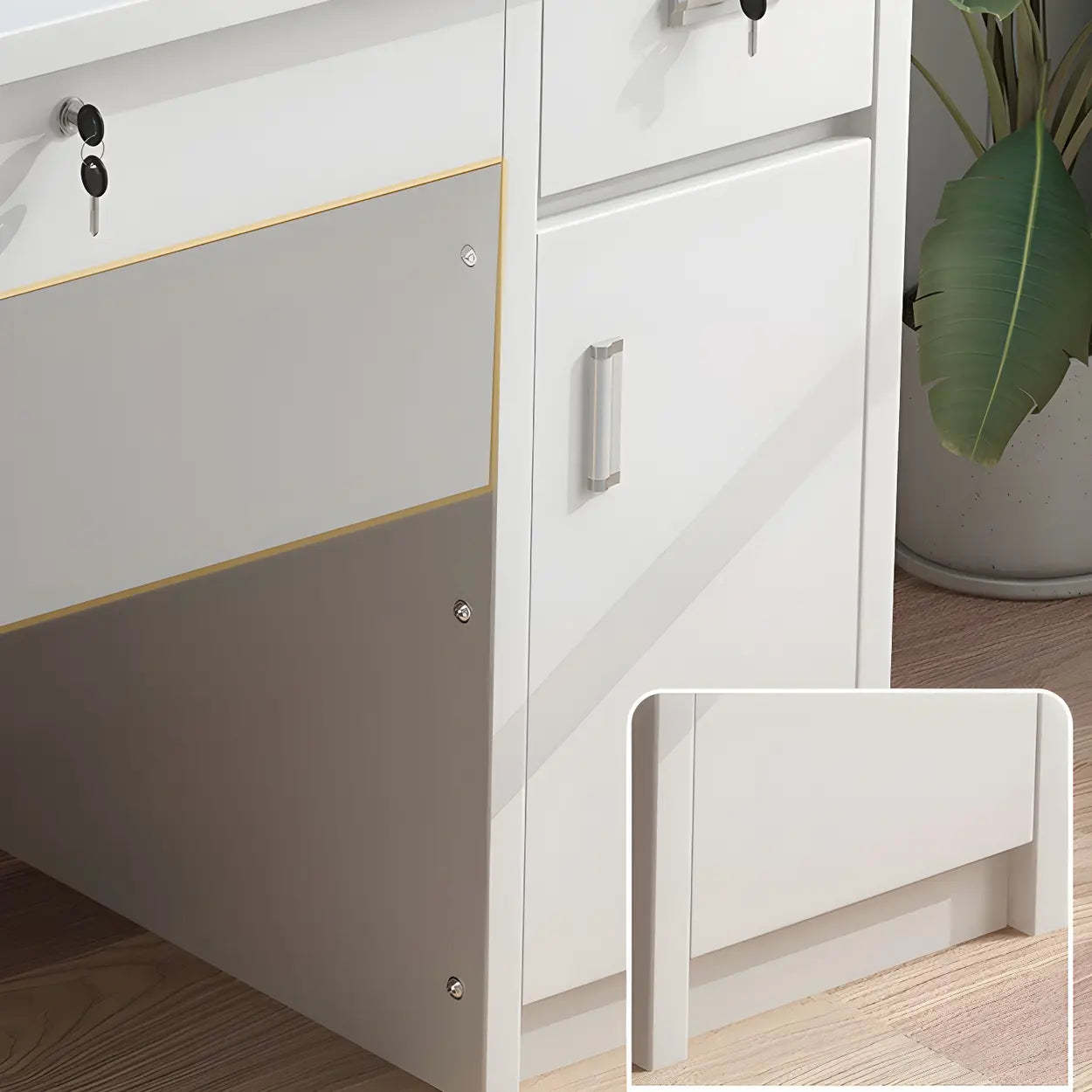 Wood Writing Desk with Locking Drawer — Nut-Brown / Table Only