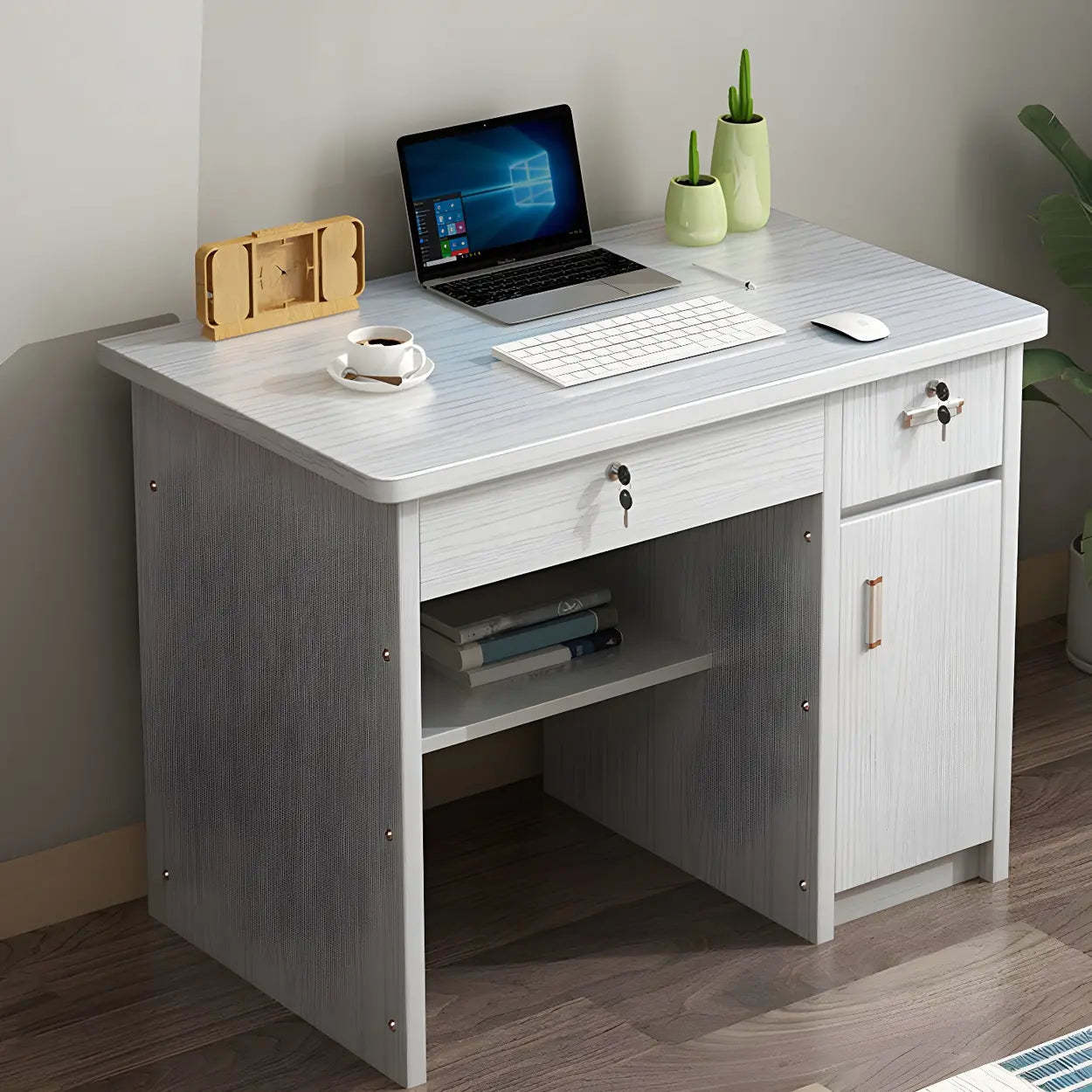 Wood Writing Desk with Locking Drawer