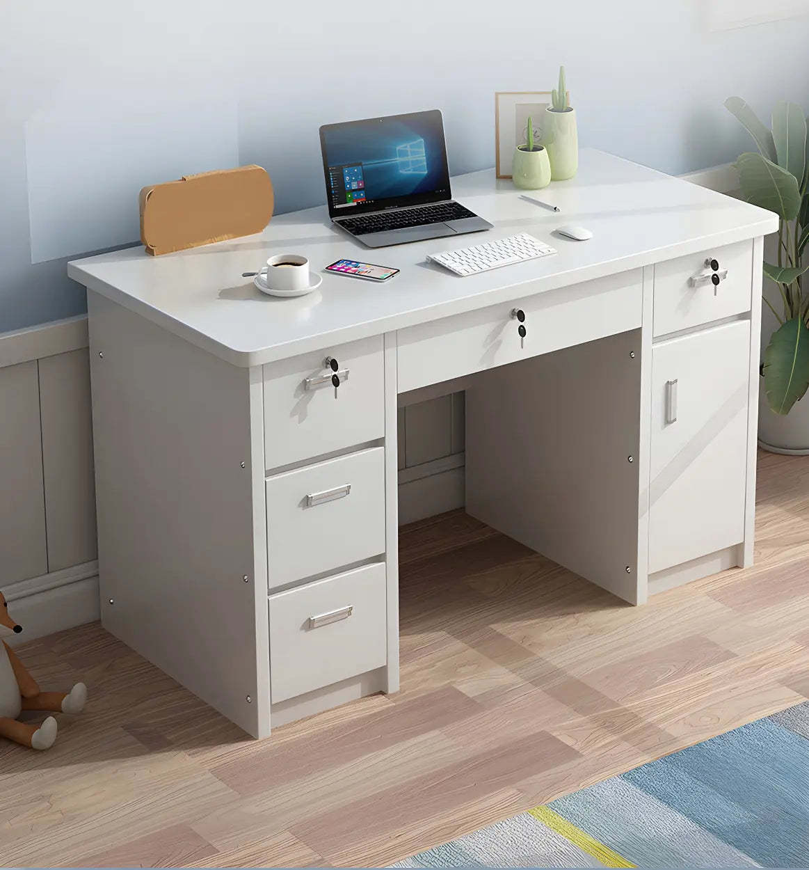 Wood Writing Desk with Locking Drawer