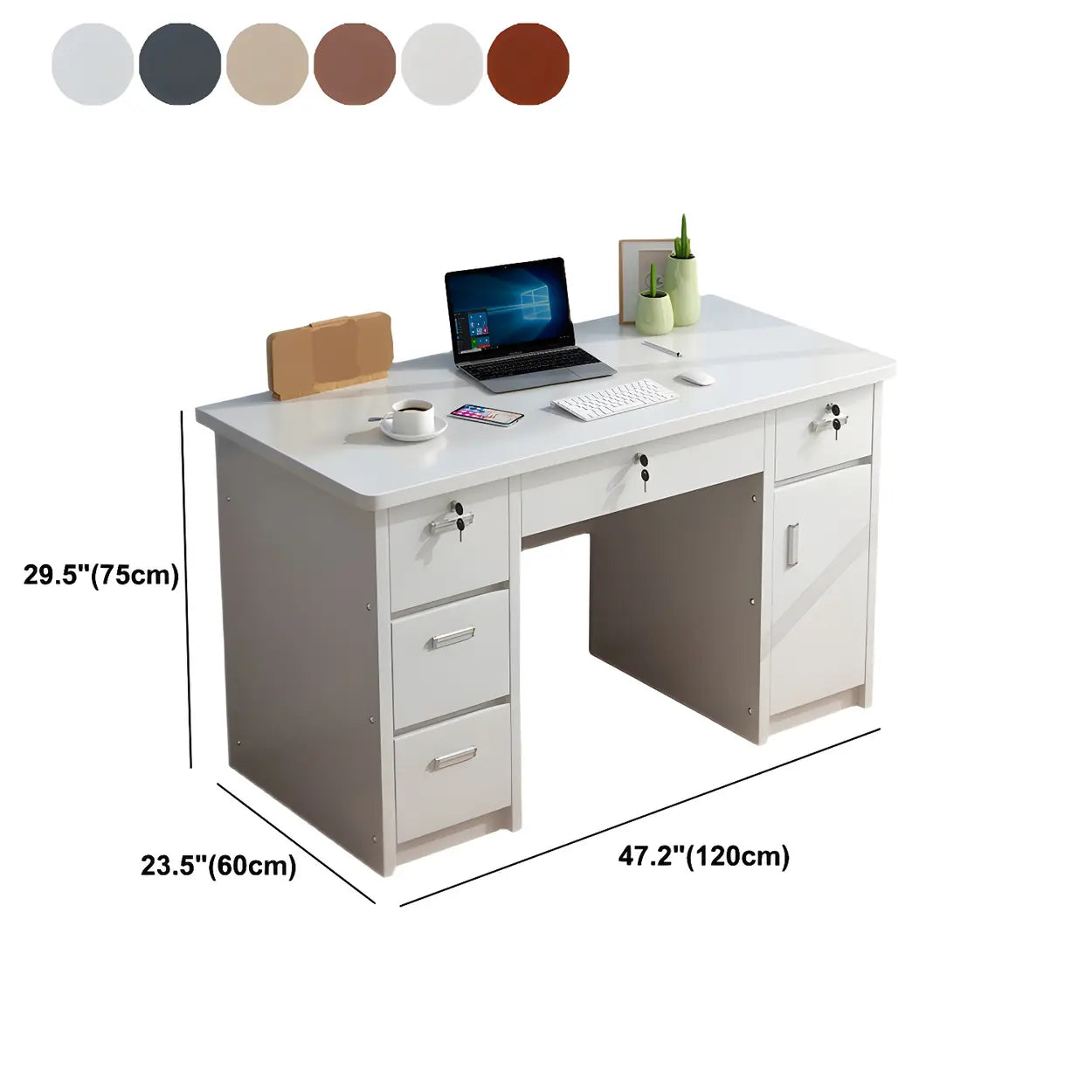 Wood Writing Desk with Locking Drawer