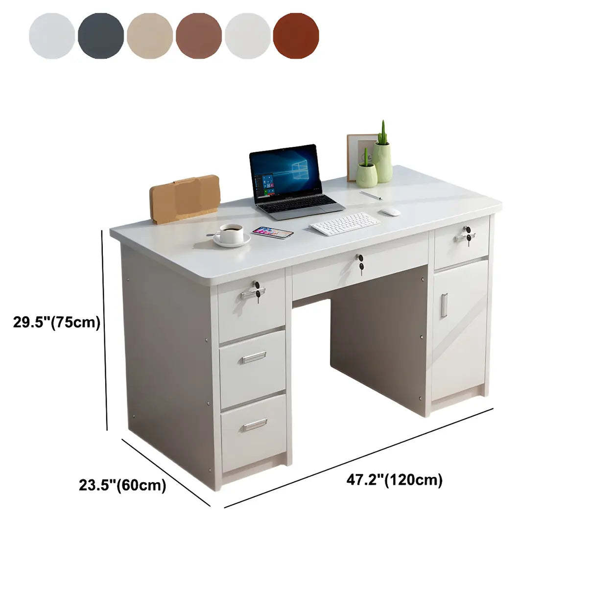 Wood Writing Desk with Locking Drawer