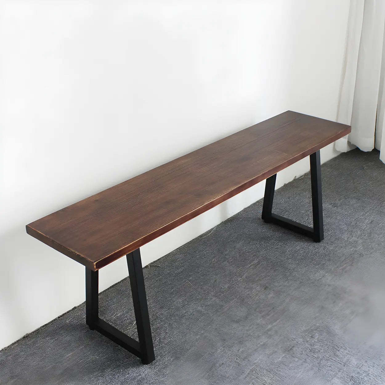 Modern Wood Entryway Bench with Metal Legs